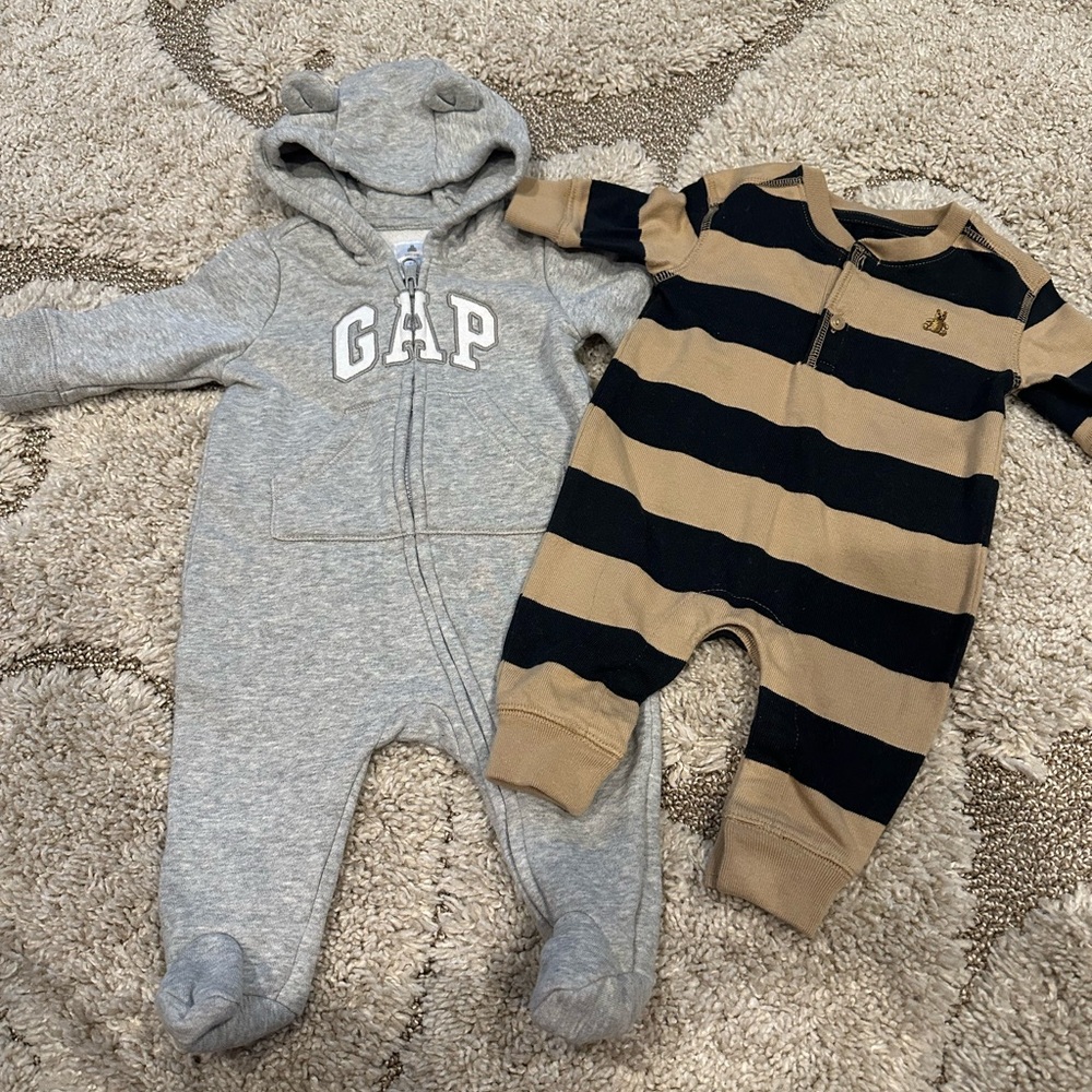 GAP Gray and Tan Baby One Piece Set